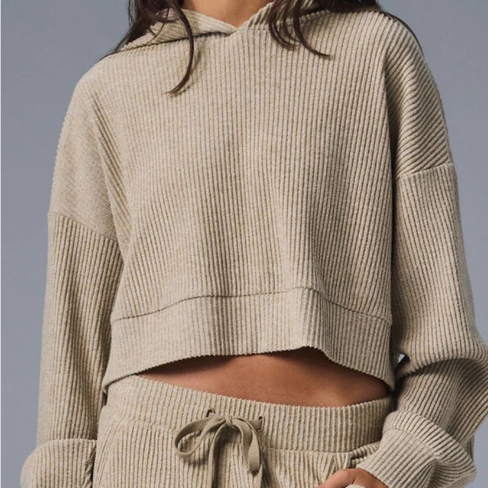 ALO Yoga Ribbed Tan Hoodie